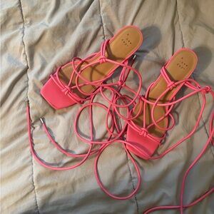 wrap around your ankle hot pink heels